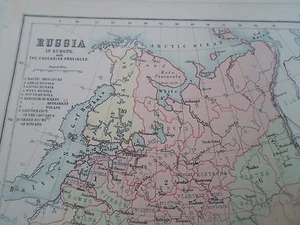 Antique Map 1890 RUSSIA IN EUROPE - From Philips Atlas For Beginners  §14 - Picture 1 of 8
