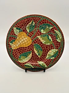 3 Salad Plates 8 1/4" MOSAIC FRUIT by Pier 1 Earthenware Made in Italy - Picture 1 of 4