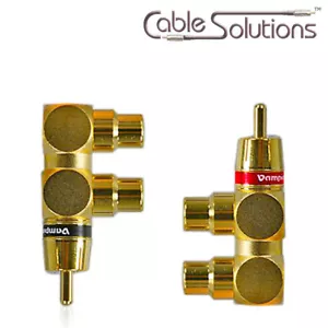 Vampirdraht #YF 1-Stecker/2-Buchse RCA Gold Y Adapter, alles Metall - Bild 1 von 1
