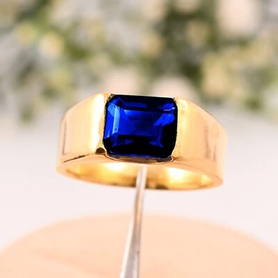 Anillo 100% Natural Tanzanita Calidad AAA Oro Amarillo 14k Boda Regalo Hombre Foto 1 de 3