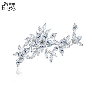 Broche para mujer flor blanco circón gama alta súper flash chapado en oro - Imagen 1 de 7