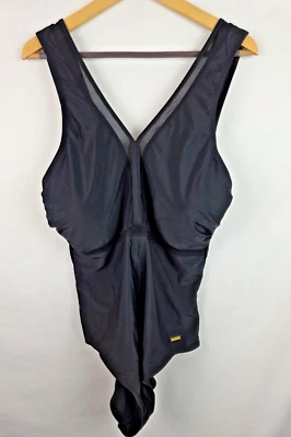 Traje de baño de una pieza para mujer Nicole Miller talla grande 1X negro transparente Foto 1 de 4