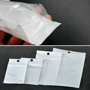 Grip Zipper lock Bag Transparent white Re-Sealable storage package bag pouch New - Picture 1 of 10