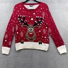 Angel Rudolph Red Nosed Reindeer Knit Ugly Christmas Sweater Women Size M/L 