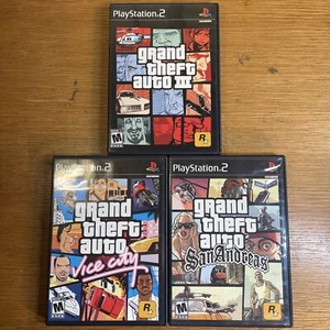 Grand Theft Auto III Vice City San Andreas Set Lot 3 PS2 PlayStation 2 Sony - Picture 1 of 11