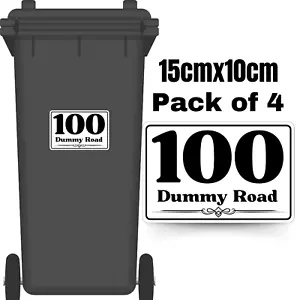 4 x Wheelie Bin Dust Bin Stickers House Numbers Road Street Name Vinyl Signs - Picture 1 of 4