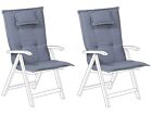 Set of 2 Outdoor Seat/Back Cushion Padded with Headrest Pad Blue Toscana 