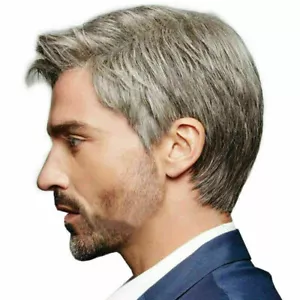 Parrucca per capelli veri da uomo Parrucchino Parrucca per capelli corti Parrucc - Foto 1 di 5