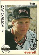 1990 Everett Giants DAN CARLSON Signed Card autograph DBACKS DEVIL RAYS