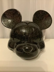 NEW Disney Parks Loungefly Mickey Mouse Head Black Sparkly Crossbody Purse - Picture 1 of 14