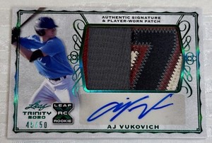 2020 Leaf Trinity Aj Vukovich /50 Rookie Patch Autograph Auto RC #PA-AJV