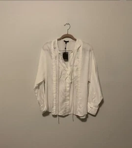 Massimo Dutti white frilled blouse Small Size S NWT - Bild 1 von 4