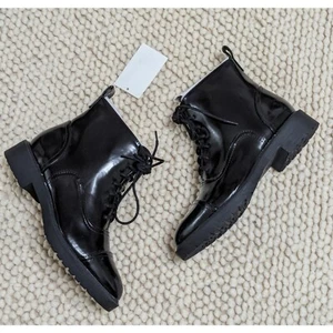 H&M Black Lace Up Ankle Boots Women's Size 5.5 - Picture 1 of 7
