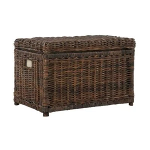 happimess Storage Trunk 30-in Hand-woven Wicker Removable Lid Collapsible Brown - Picture 1 of 9