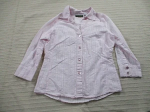 Harve Bernard Womens Shirt Large Pink Button Up Long Sleeve Collared Linen - Picture 1 of 10
