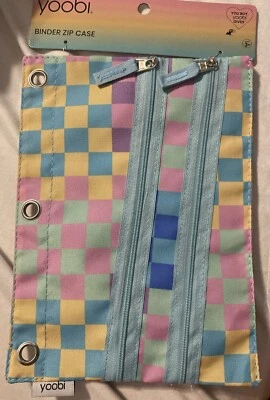 NUEVO Pack Estuche para Lápices Carpeta Doble Cremallera Multicolor A Cuadros Yoobi Foto 1 de 2