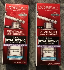 New Lot of 2 Boxes Loreal Revitalift Hyaluronic + Caffeine Brightening Eye Serum - Picture 1 of 4