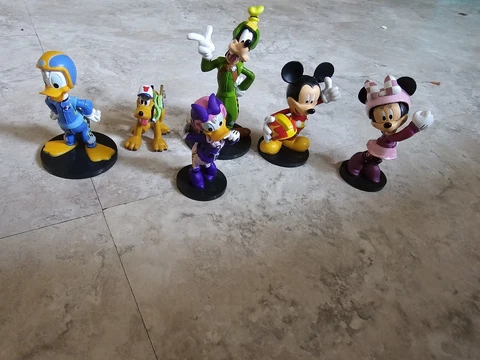 Disney Mickey Mouse Race Car Figures Cake Toppers Goofy Donald Daisy Pluto Toys Cover