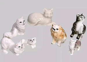 Vintage Figurines Cats Miniature Miniatures Cat Kitten Ceramic Porcelain Japan - Picture 1 of 11