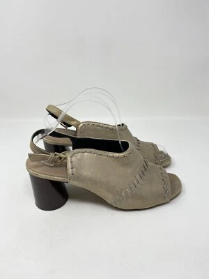 Sandalias Donald Pliner de cuero metálico punta abierta tacones redondos bloque 11 M Foto 1 de 4