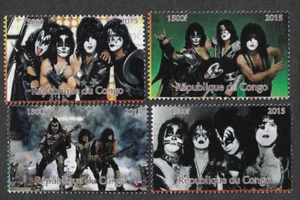 KISS-Music-Pop-Rock Group-Sonderstempel 1 Blatt 2015)-Kongo-Fu/Cto Poststempel - Bild 1 von 1