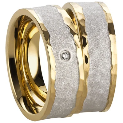 Ring Freundschafts- Partner- Eheringe Edelstahl Silber Gold in Juwelier-Qualität - Bild 1 von 4
