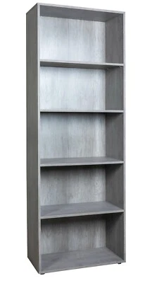 Libreria con 5 ripiani e 4 mensole colore cemento 69X35X200H - Immagine 1 di 4