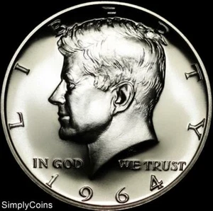 1964 Kennedy argento mezzo dollaro ~ PROVA GEMME non in circolazione ~ moneta USA MQ - Foto 1 di 8