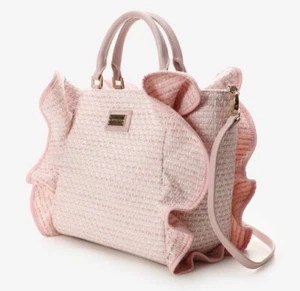 Samantha Vega Tweed frills Pink 2Way Handbag Shoulder bag Check Large frill NEW - Picture 1 of 11