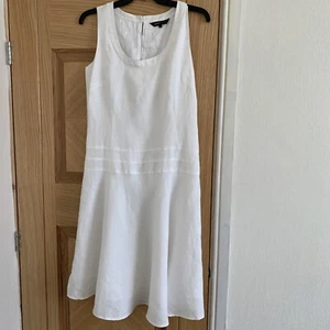 GREAT PLAINS White Linen Sleeveless Midi Dress Size Large - Picture 1 of 5