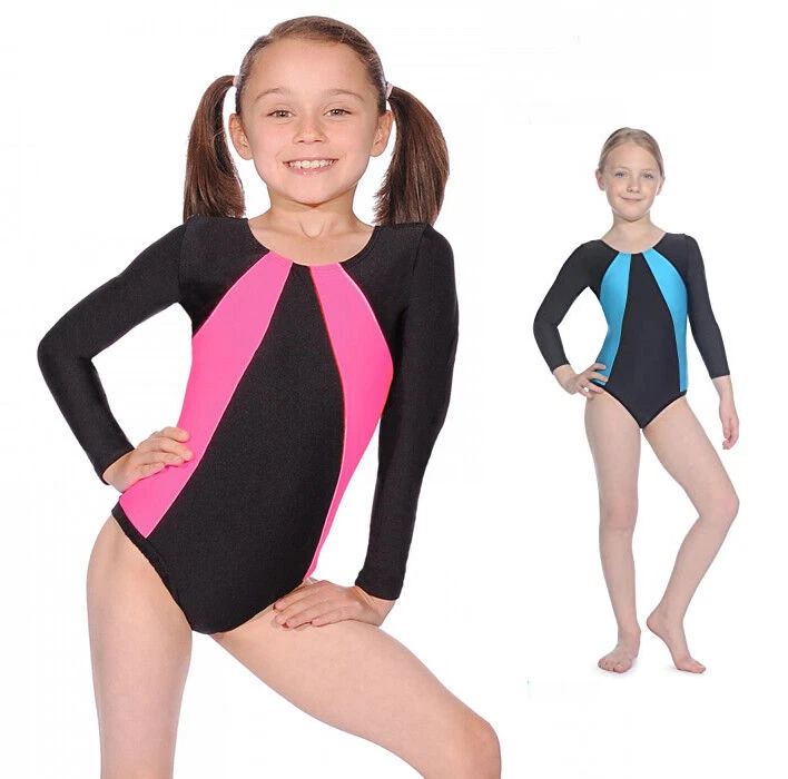 Roch Valley Two Tone Long Sleeved Gymnastics Dance Leotard Elasticated New SKIP