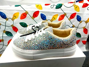 Betsey Johnson sneaker donna SB-SIDNY argento stringate 6M STRASS - Foto 1 di 9