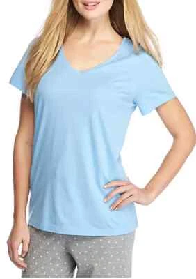 Hue Women's Size S Blue Knit Short Sleeve V-Neck Sleep Tee - Image 1 of 2