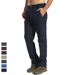 Men's Warm Fleece Lined Pants Winter Thermal Ski Snow Outdoor Hiking Work Pants - Picture 1 of 43