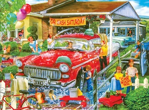 Rose Art Back to the Past Collection "Car Wash Saturday" 750pc Puzzle - Picture 1 of 3