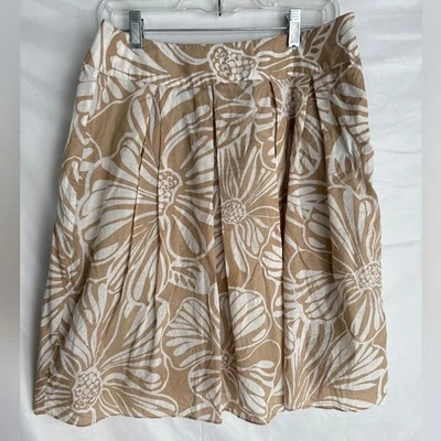 Falda Allison Taylor Floral Plisada Algodón Línea A, Tostada y Blanca Talla 10 Foto 1 de 4