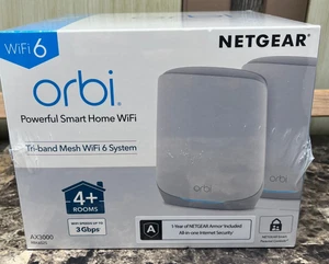 Sistema Netgear Orbi Tri-Band Mesh WiFi 6 AX3000 RBK652S Paquete de 2 Unidades NUEVO - Imagen 1 de 5