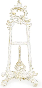 Vintage Cast Iron Cookbook Stand, Small Ornate Easel Fleur De Lis Stand, 15.5" T - Picture 1 of 7