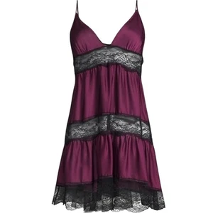 KIKI de MONTPARNASSE | Merlot Tiered Lace-Trim Silk Slip Nightie Chemise size S - Picture 1 of 16