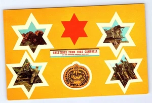 Fort Campbell Kentucky Multi Views Yellow background Red Star Postcard D675 - Imagen 1 de 2