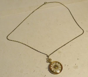 Vintage Sovereign Anhänger Uhr 24" Kette goldfarben NICHT FUNKTIONSFÄHIG 1-1/8" rund schön - Bild 1 von 21