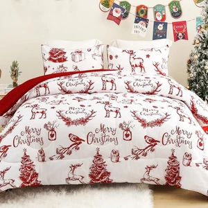 Christmas King Size Comforter Set, 3 Pieces Reversible Winter Bedding Comfort... - Foto 1 di 6