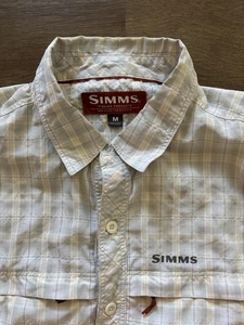 Simms Shirt Mens Medium Yellow/Gray Plaid Long Sleeve Button Up Fishing Products - Picture 1 of 11