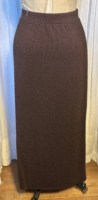 Falda Larga Tejida Azul Marino Antigua Para Mujer Borgoña Metálica Talla L Usada  Foto 1 de 4