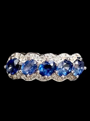 Anello Zaffiro Argento 925 Certificato Gemmologico! Luxury Ring New Sapphire  - Immagine 1 di 4