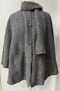 Artesanias Mon Repos Handmade Alpaca Wool Gray Cape Handmade NEW One Size Fits - Picture 1 of 12