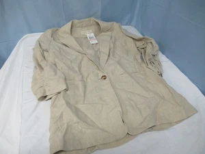 Michael Kors Blazer Jacke Leinen hellbraun Einknopf Größe 10 (B8) - Bild 1 von 4