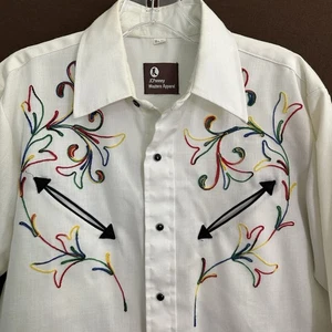 Herren Vintage J.C. Penney besticktes Western Hemd Größe 15,5 Druckknopf - Bild 1 von 6