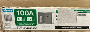 Siemens 100A 16 SPACE 32CIRCUIT MAIN BREAKER PLUG ON NEUTRAL OUTDOOR LOAD CENTER - Picture 1 of 2