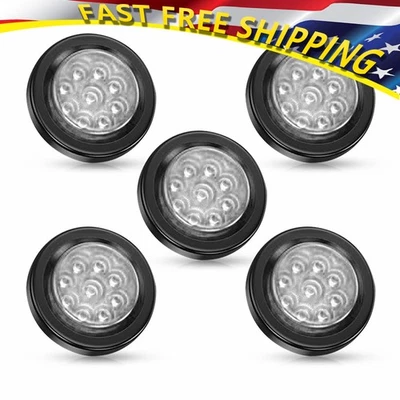 2" 5 peças polegadas DOT transparente 9 redondo reboque luz marcador LED com ilhó para caminhão ônibus - Imagem 1 de 4